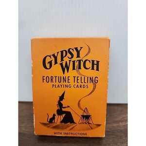 VINTAGE GYPSY WITCH FORTUNE TELLING CARDS BLACK CAT CAULDRON